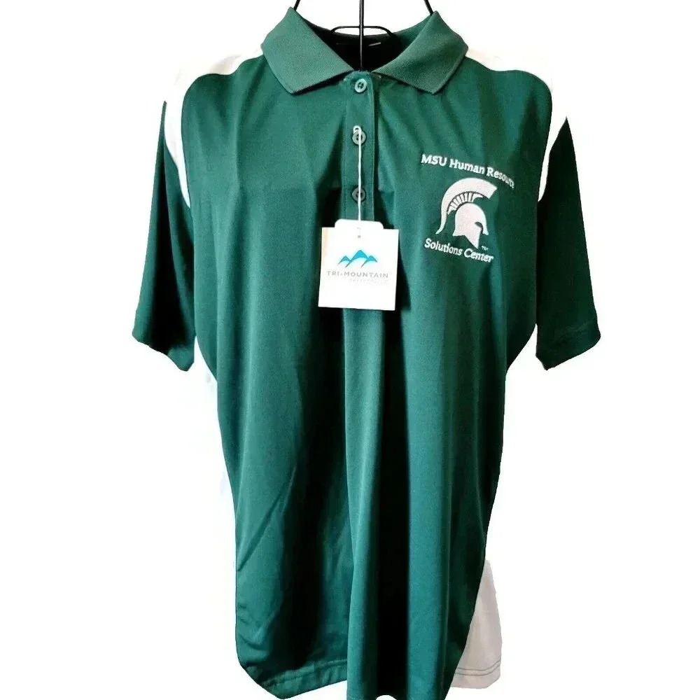 Michigan State University Polo Shirt Large NWT Women Tri Mountain Human Resource